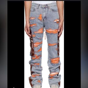 Who Decides War Orange Fusion Distressed Jeans